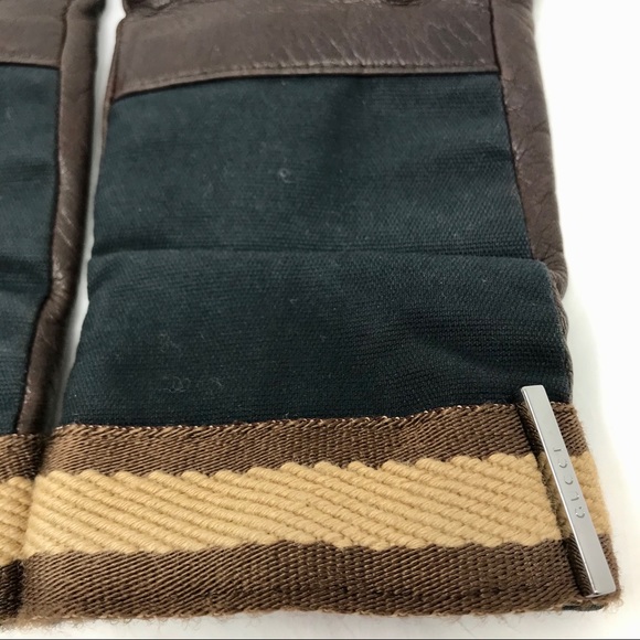 Gucci Leather and Wool Warm Winter Gloves - Picture 6 of 9